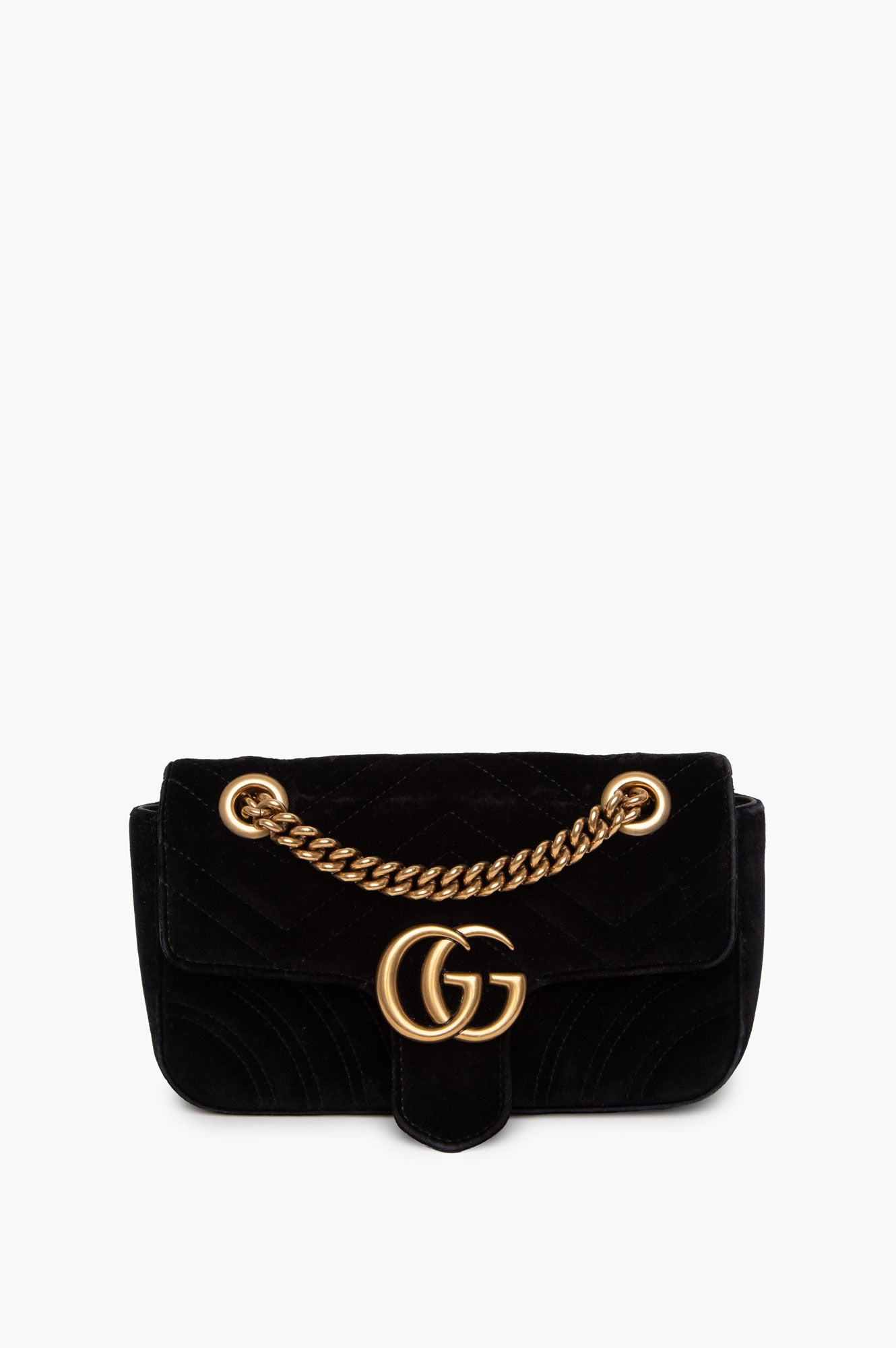 Gucci Black GG Marmont Mini Velvet Bag