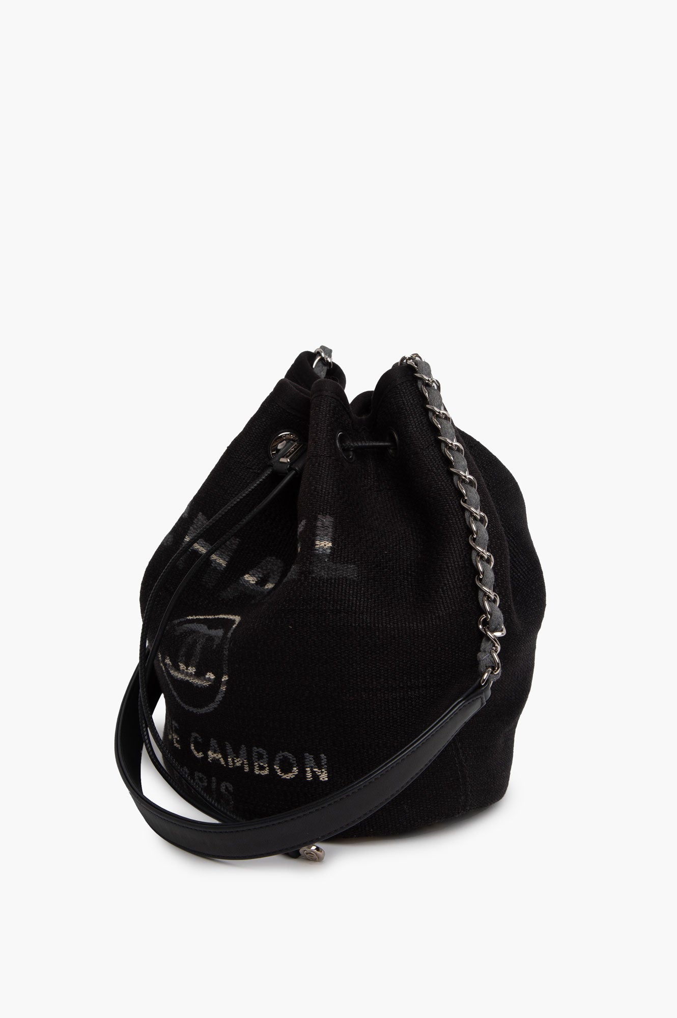 Chanel Black CC Deauville Drawstring Bucket Bag
