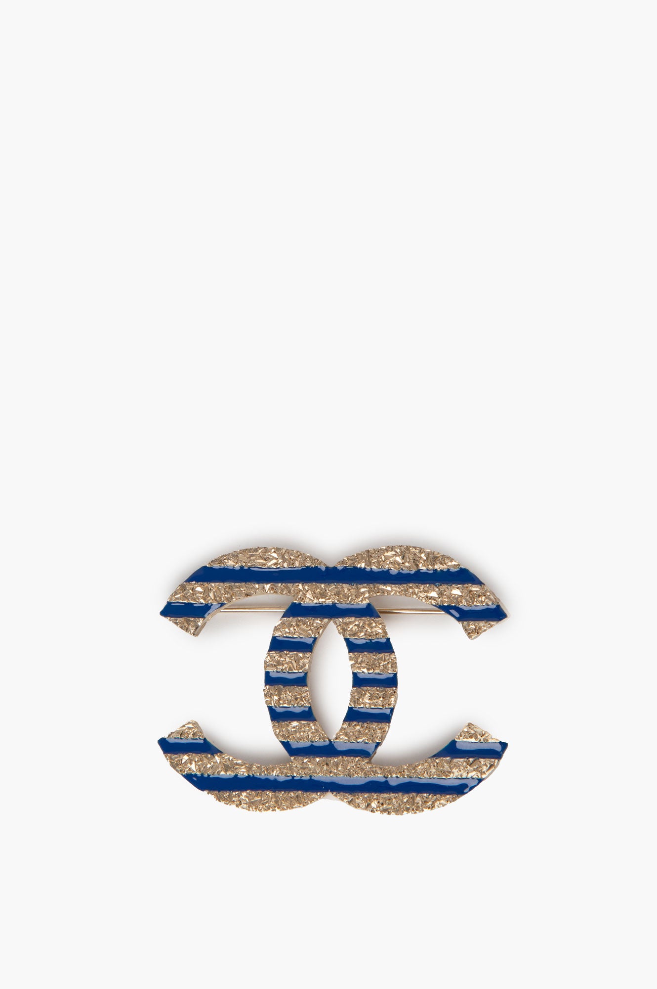 Chanel Blue Large La Pausa CC Logo Blue Brooch