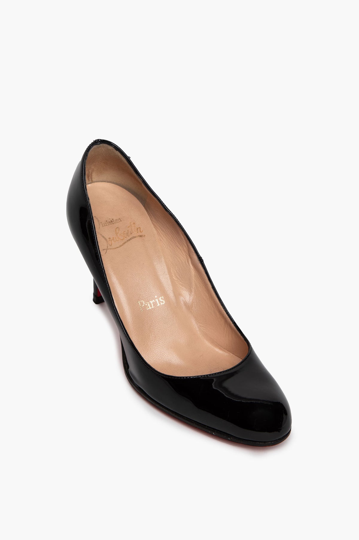 Christian Louboutin Black Patent Simple Pump 85 Size 35.5
