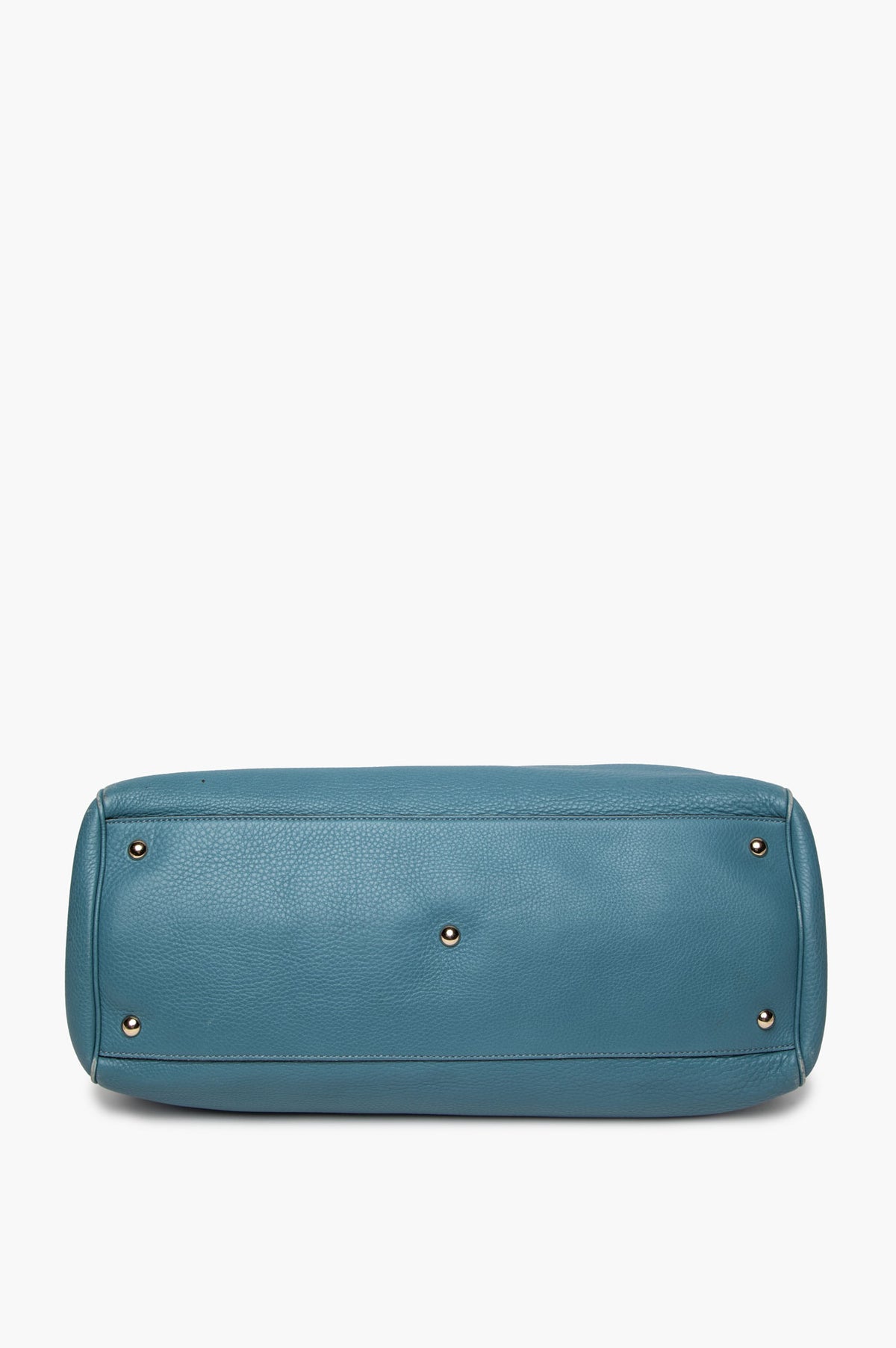 Gucci Blue Pebbled Leather Large Bamboo Shopper Tote