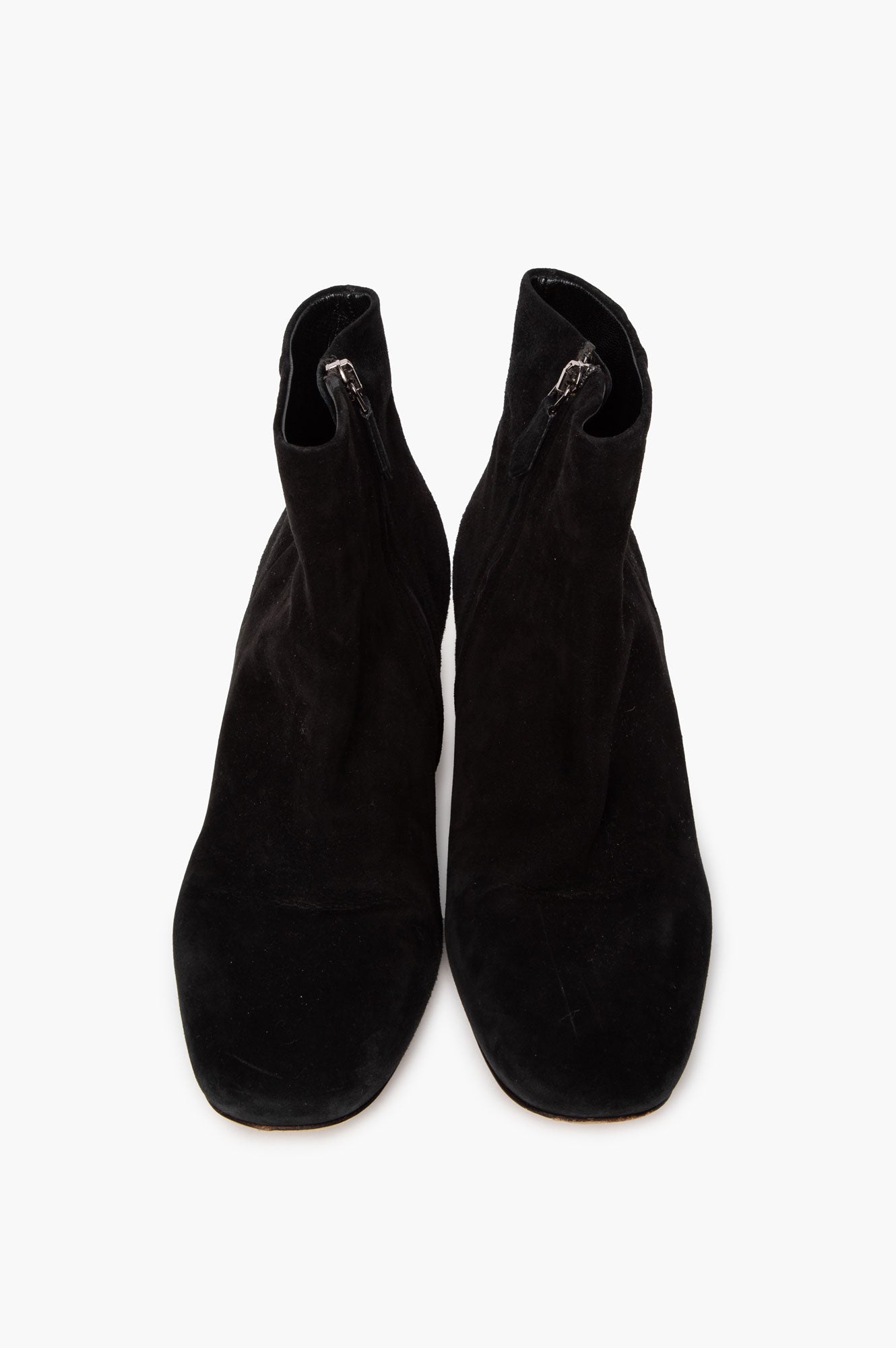 Miu Miu Black Suede Crystal Embellished Heel Ankle Boots Size 36.5
