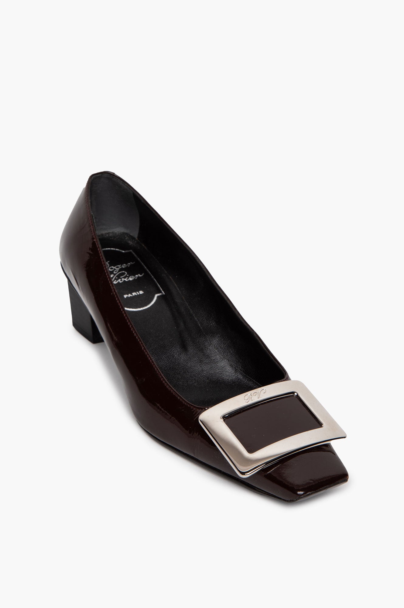 Roger Vivier Brown Patent Belle Vivier 45 Pumps Size 35