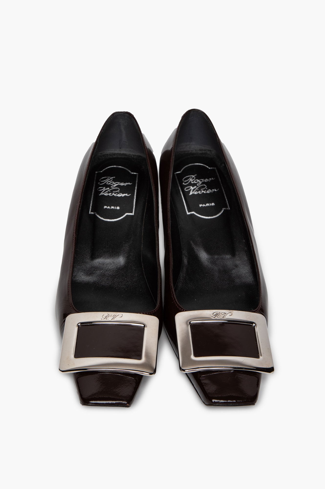 Roger Vivier Brown Patent Belle Vivier 45 Pumps Size 35