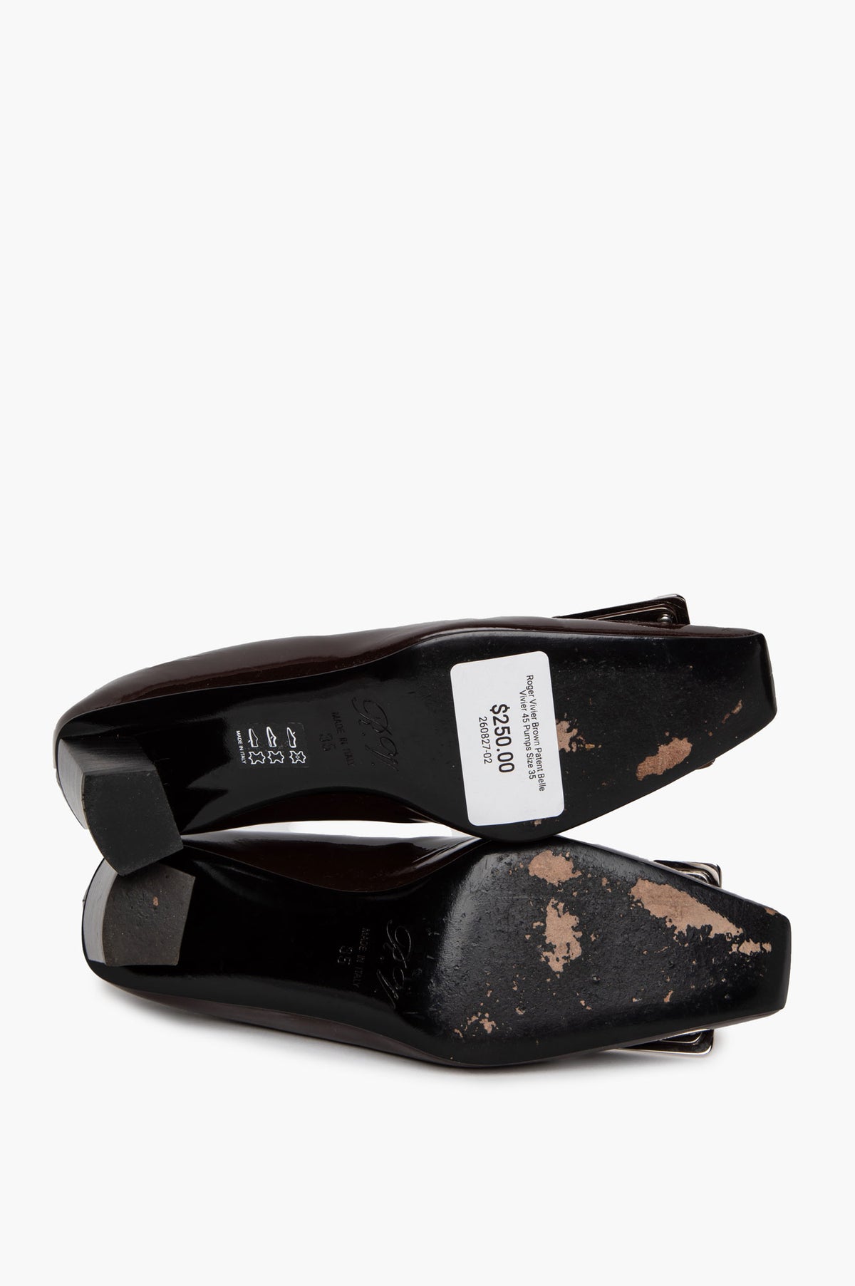 Roger Vivier Brown Patent Belle Vivier 45 Pumps Size 35