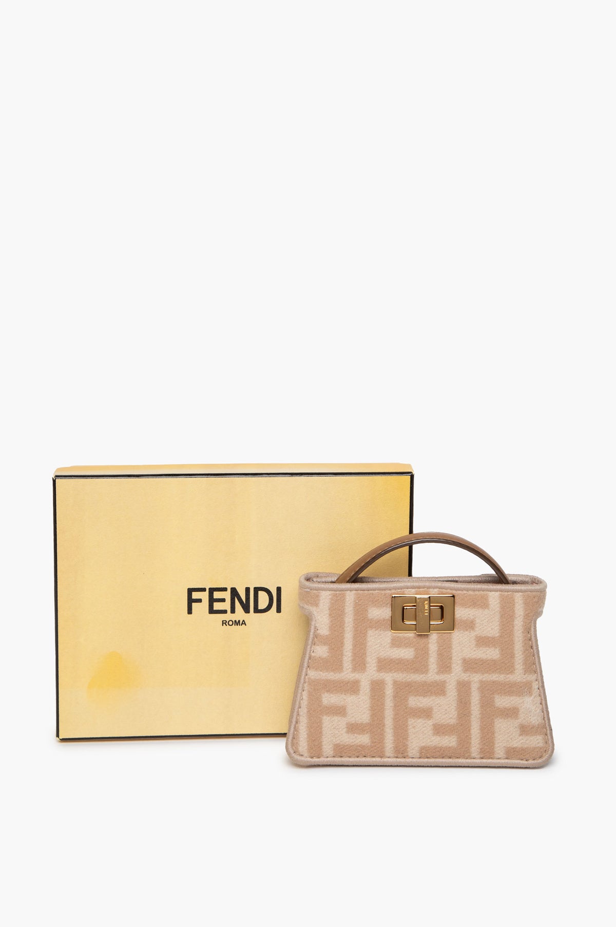 Fendi Beige FF Monogram Wool Nano Peekaboo Bag Charm