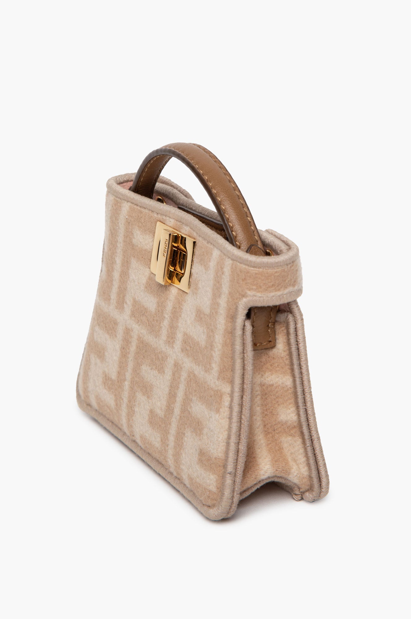 Fendi Beige FF Monogram Wool Nano Peekaboo Bag Charm
