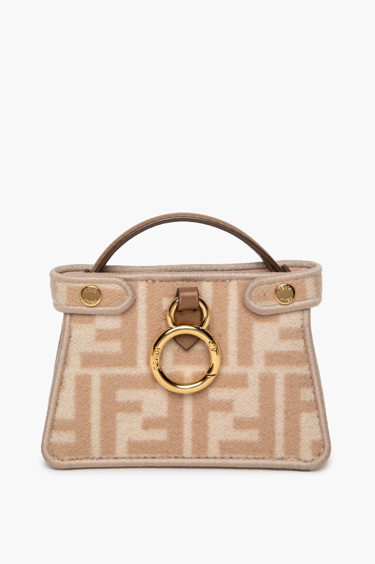 Fendi Beige FF Monogram Wool Nano Peekaboo Bag Charm