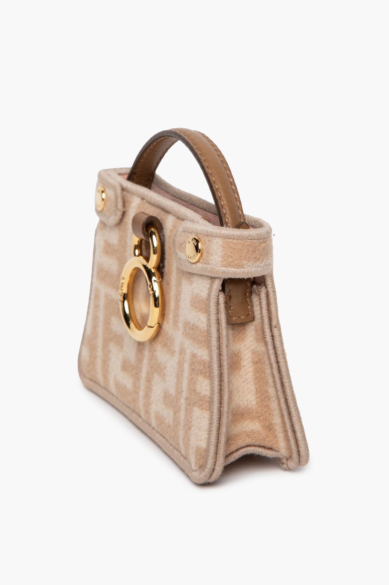 Fendi Beige FF Monogram Wool Nano Peekaboo Bag Charm