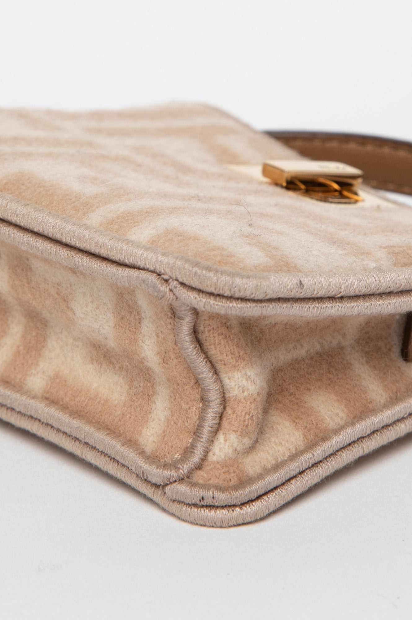 Fendi Beige FF Monogram Wool Nano Peekaboo Bag Charm
