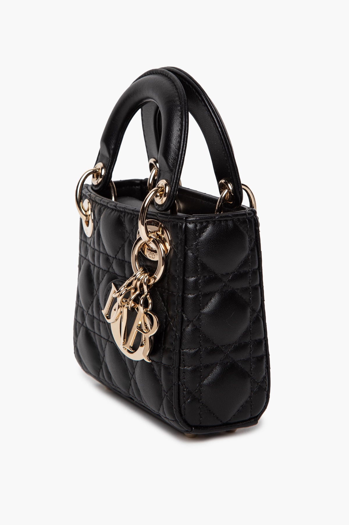 Christian Dior Black Cannage Lambskin Lady Dior Micro Bag