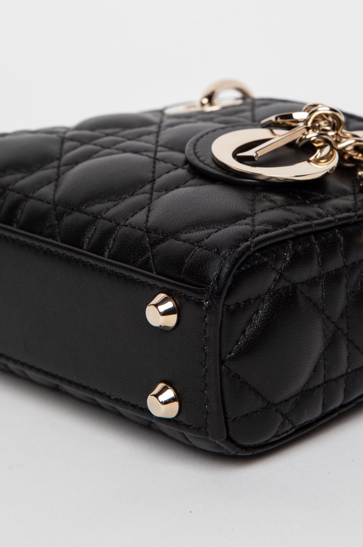 Christian Dior Black Cannage Lambskin Lady Dior Micro Bag