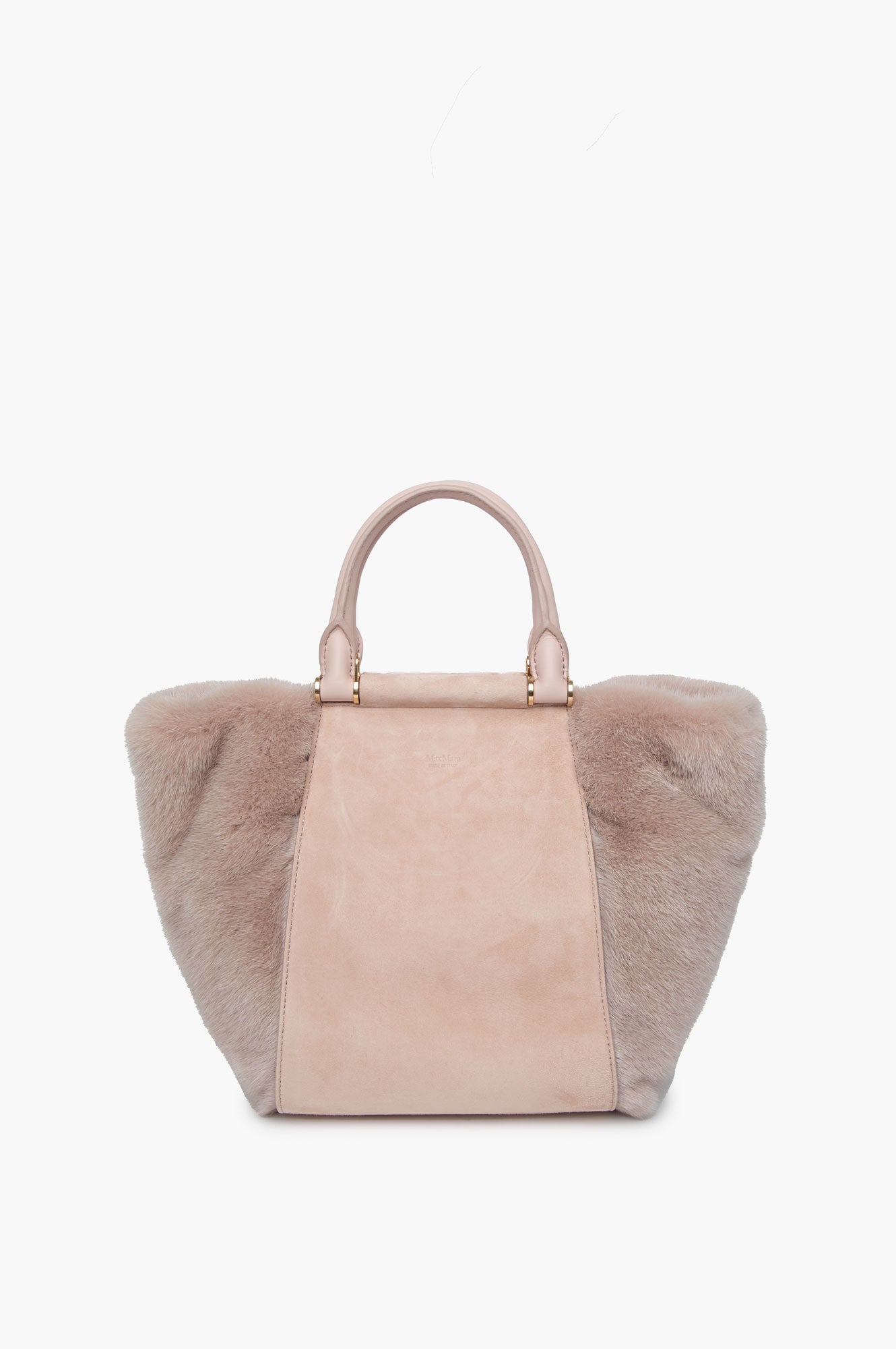 Max Mara Peach Pink Fur Tote Bag With Strap