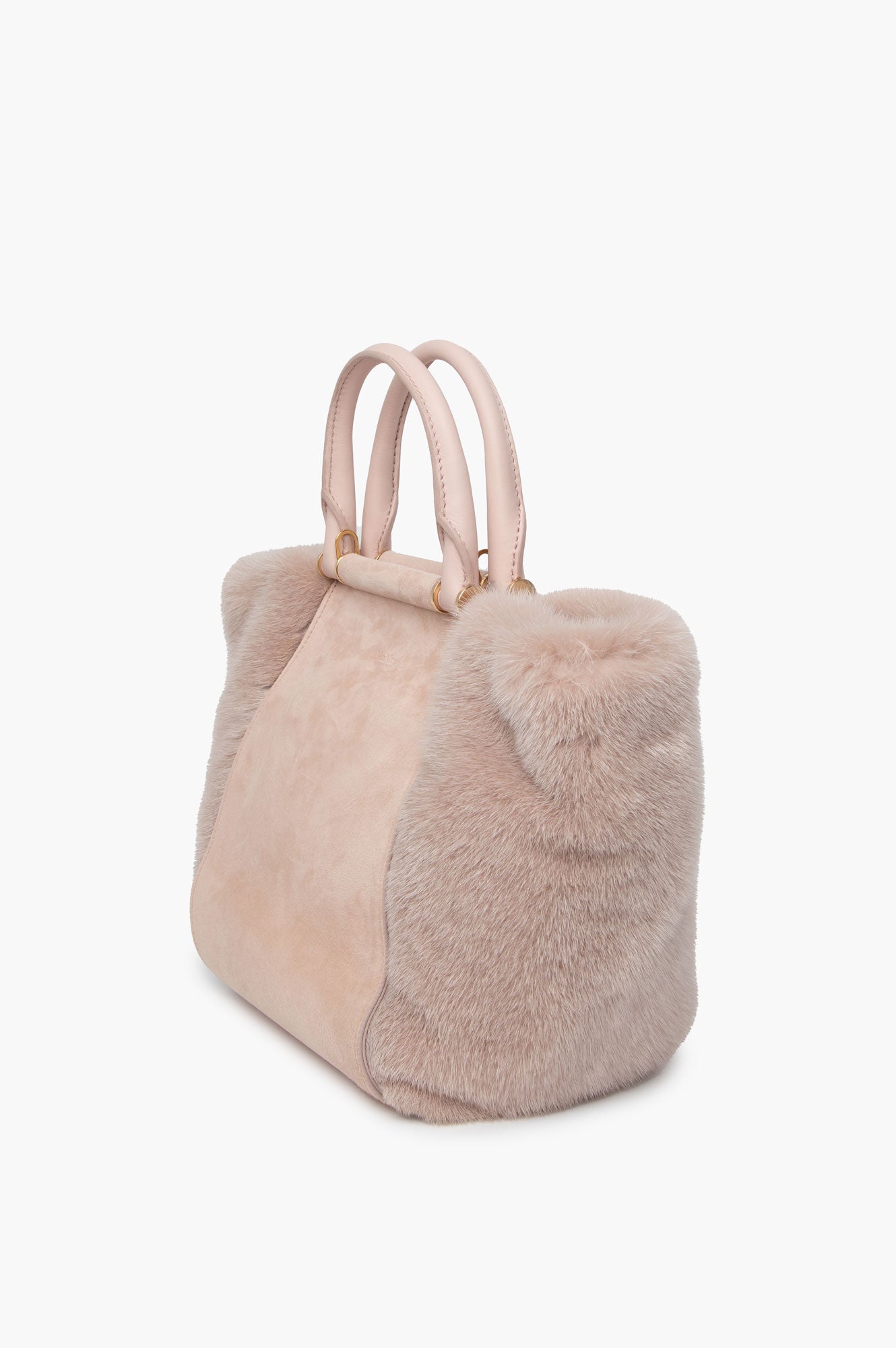 Max Mara Peach Pink Fur Tote Bag With Strap