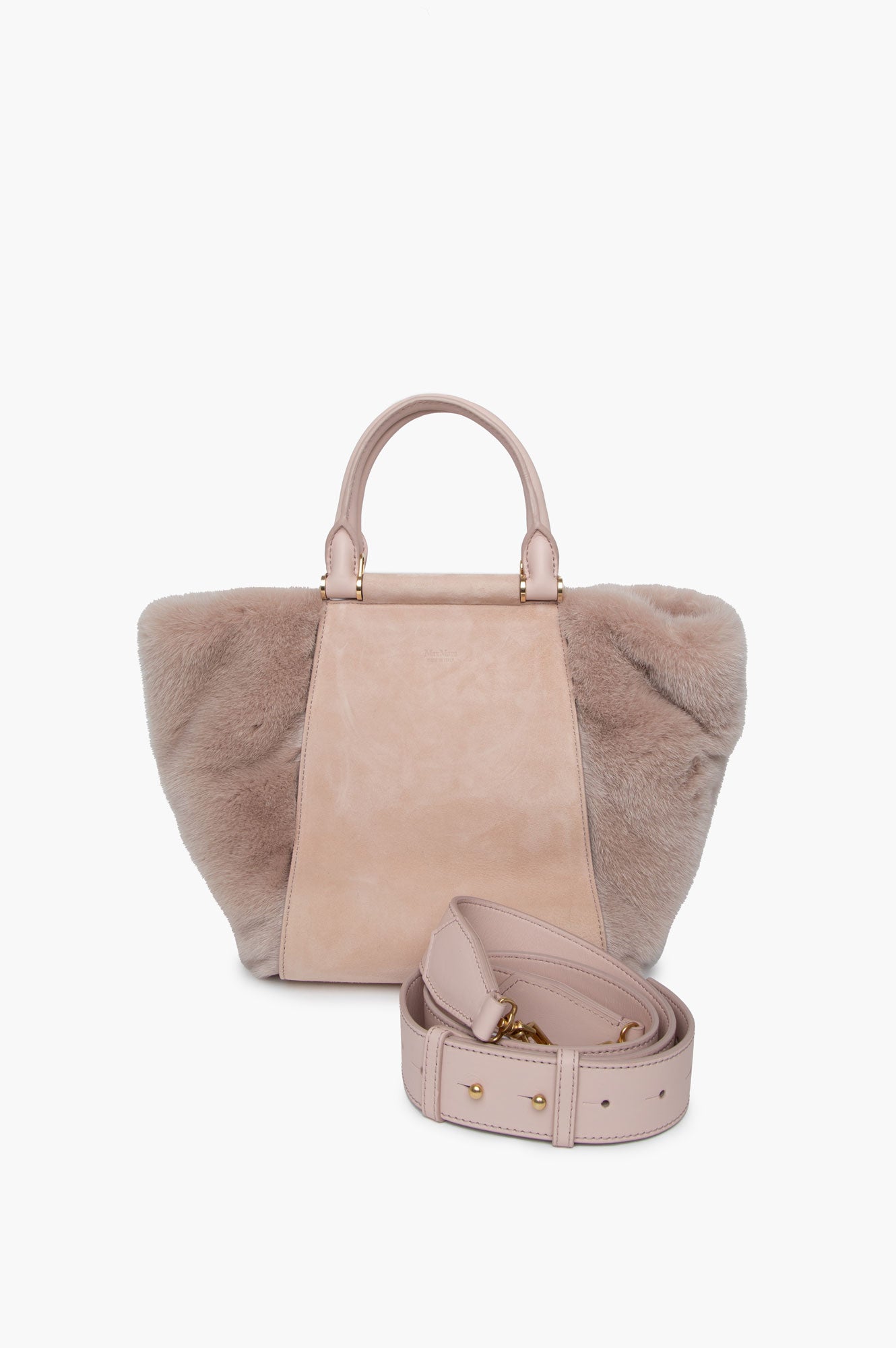 Max Mara Peach Pink Fur Tote Bag With Strap