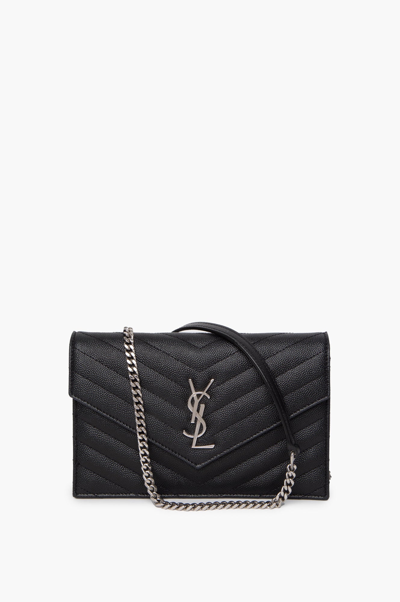 Saint Laurent Black Cassandre Wallet on Chain Bag