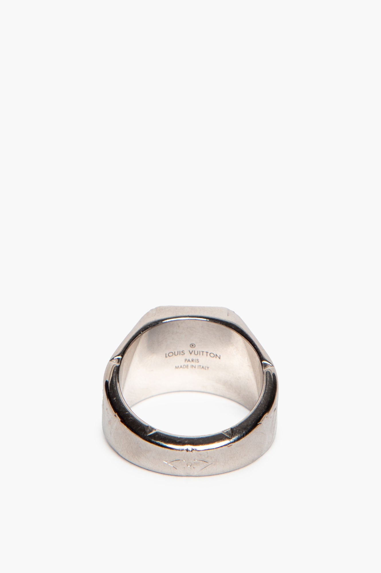Louis Vuitton Palladium Plated Monogram Homme Baue Signet Ring
