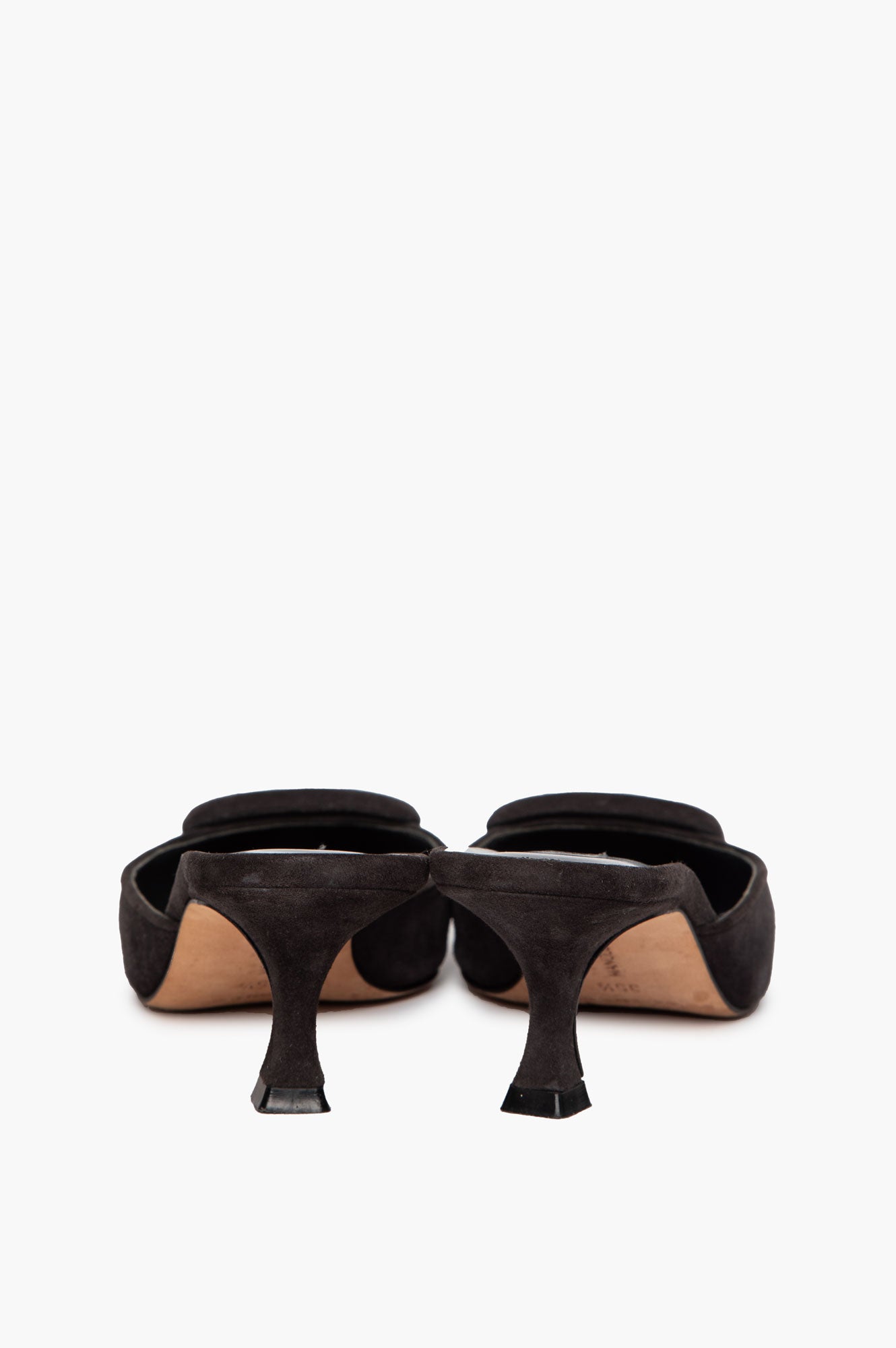 Manolo Blahnik Charcoal Suede Maysale Mules Size 35.5