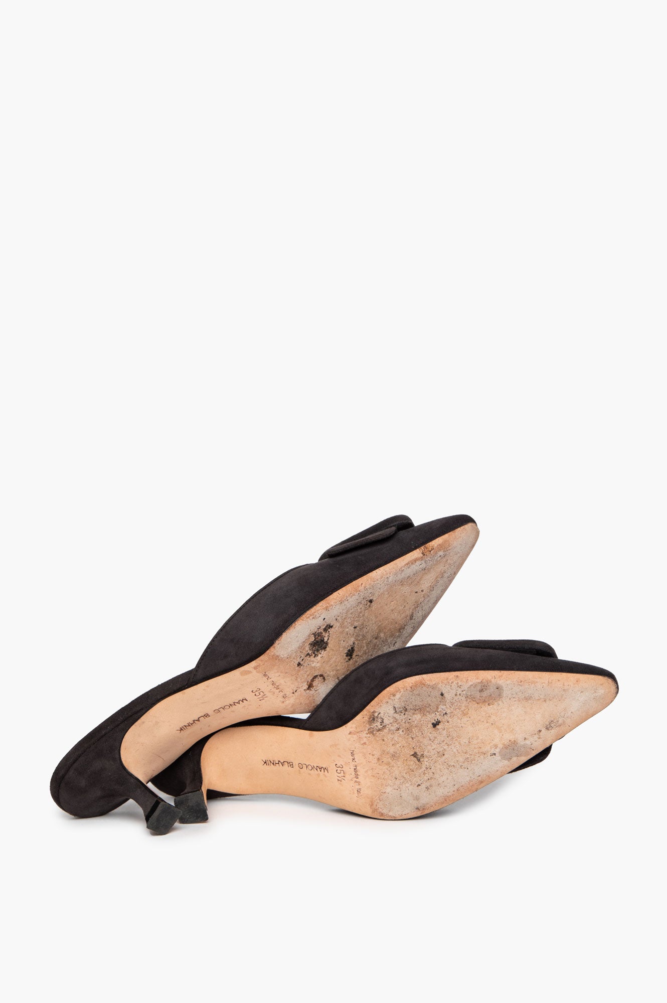 Manolo Blahnik Charcoal Suede Maysale Mules Size 35.5