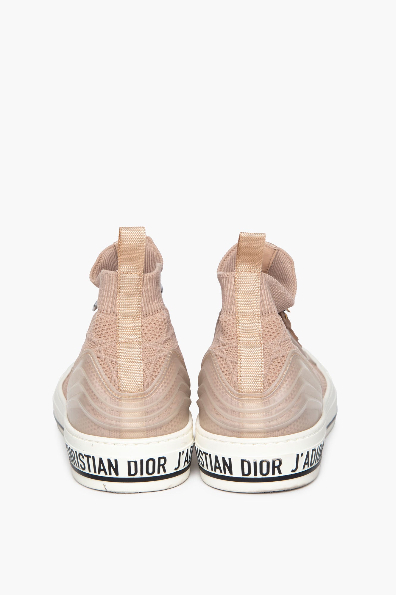 Christian Dior Nude Technical Knit Cannage Walk'n Dior High Top Sneakers Size 41