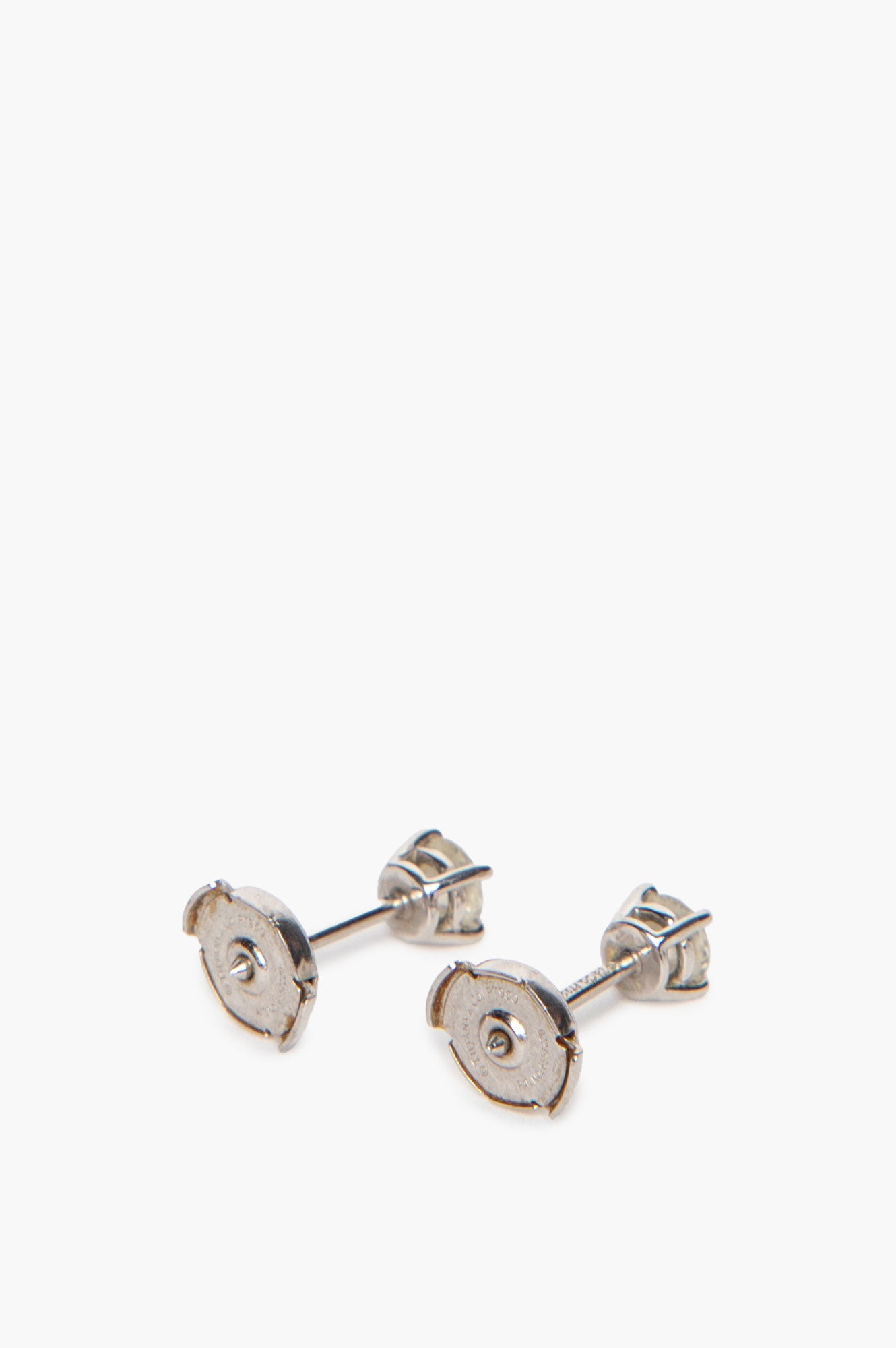 Tiffany & Co. Platinum Solitaire Diamond Stud Earrings