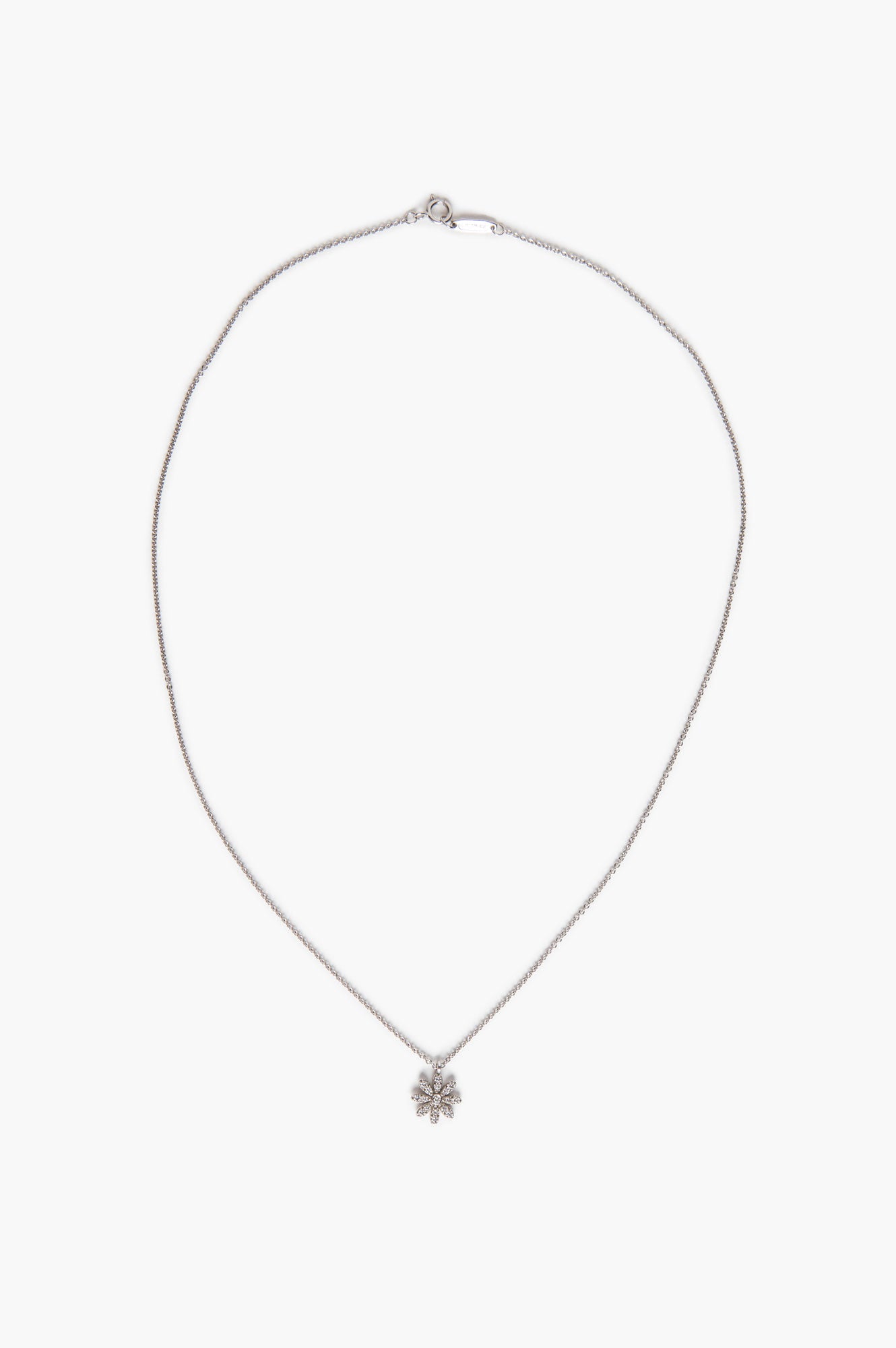 Tiffany & Co. 18k White Gold  Diamond Daisy Pendant Necklace