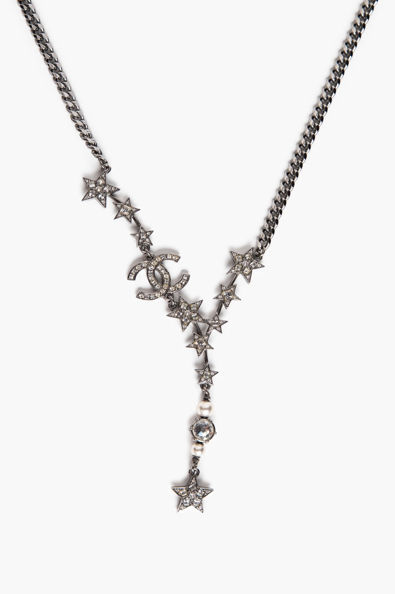 Chanel C21 S Ruthenium Crystal Star Necklace