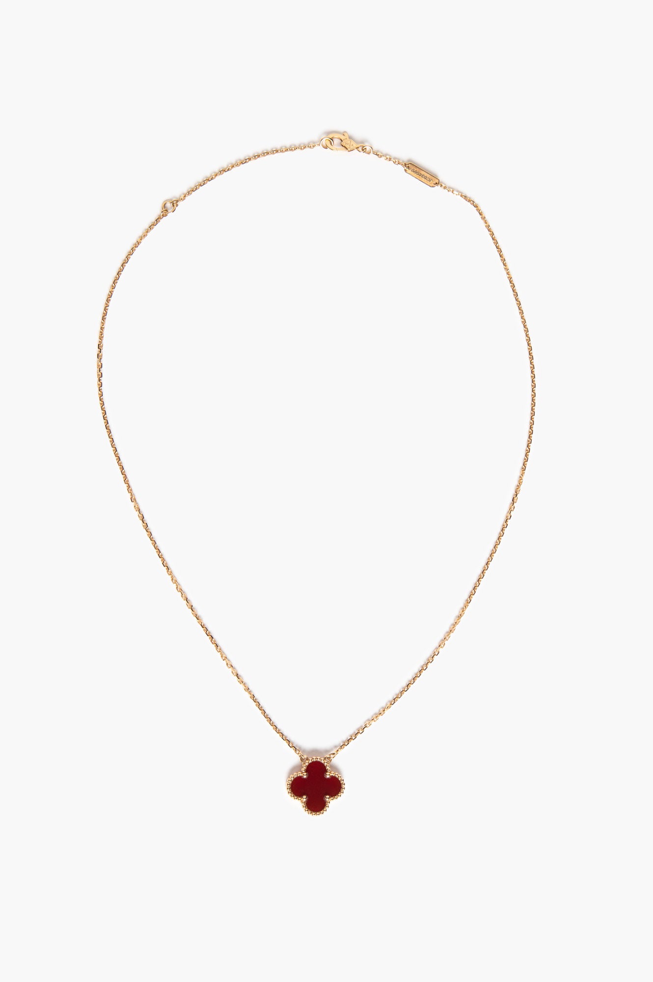Van Cleef & Arpels 18k Gold Carnelian Vintage Alhambra Necklace