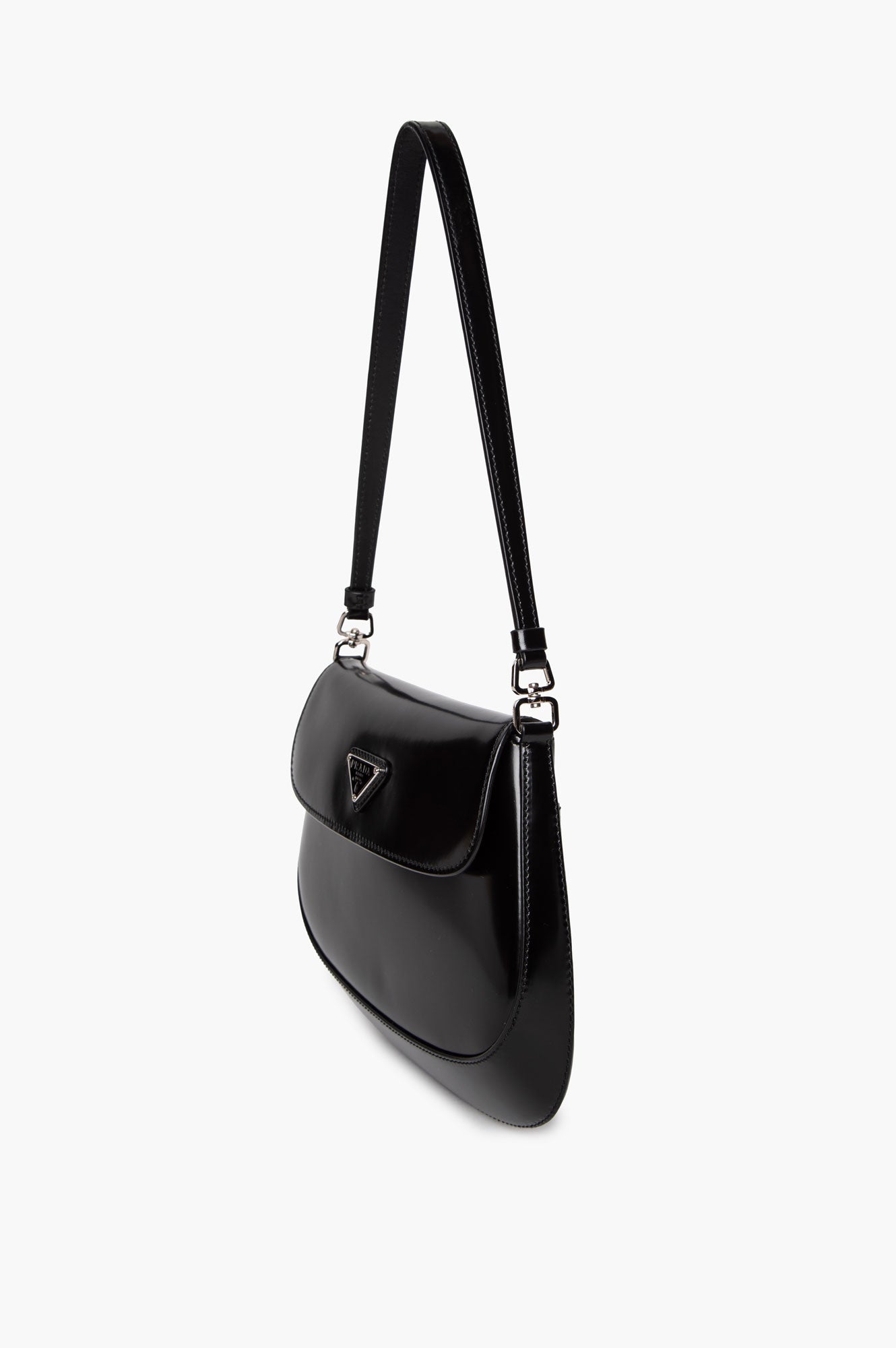 Prada Black Shiny Calfskin Cleo Shoulder Bag