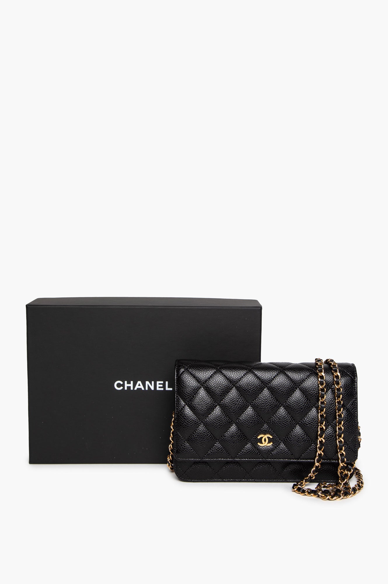 Chanel Black Caviar GHW Wallet on Chain