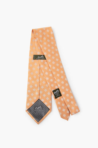 Hermes Orange With Square Pattern Tie