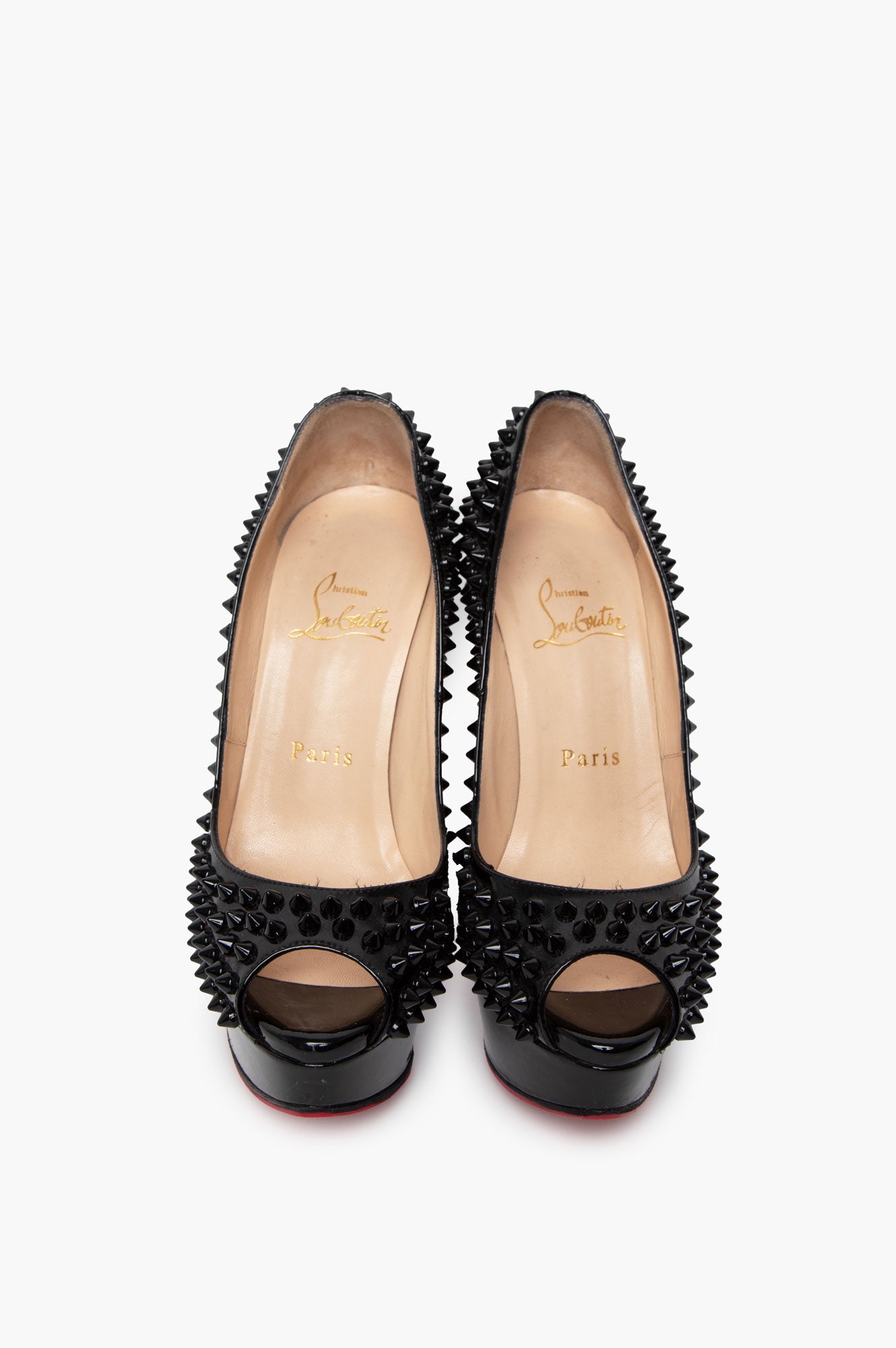 Christian Louboutin Black Lady Peep Spikes Size 35.5