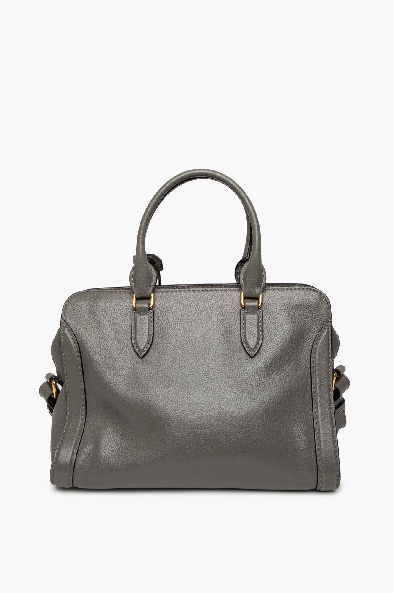 Alexander McQueen Grey Pebbled Skull Padlock Bag