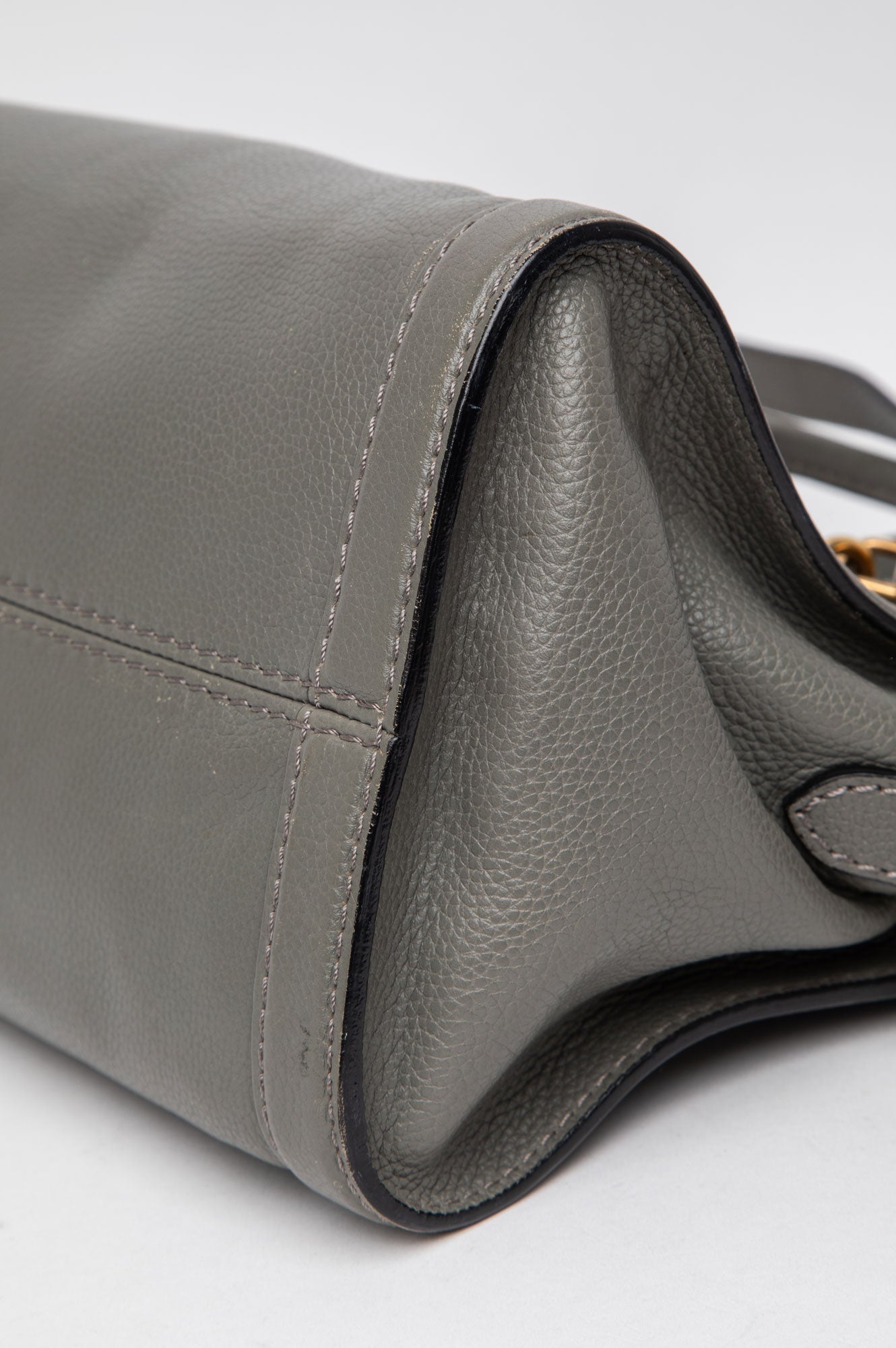 Alexander McQueen Grey Pebbled Skull Padlock Bag