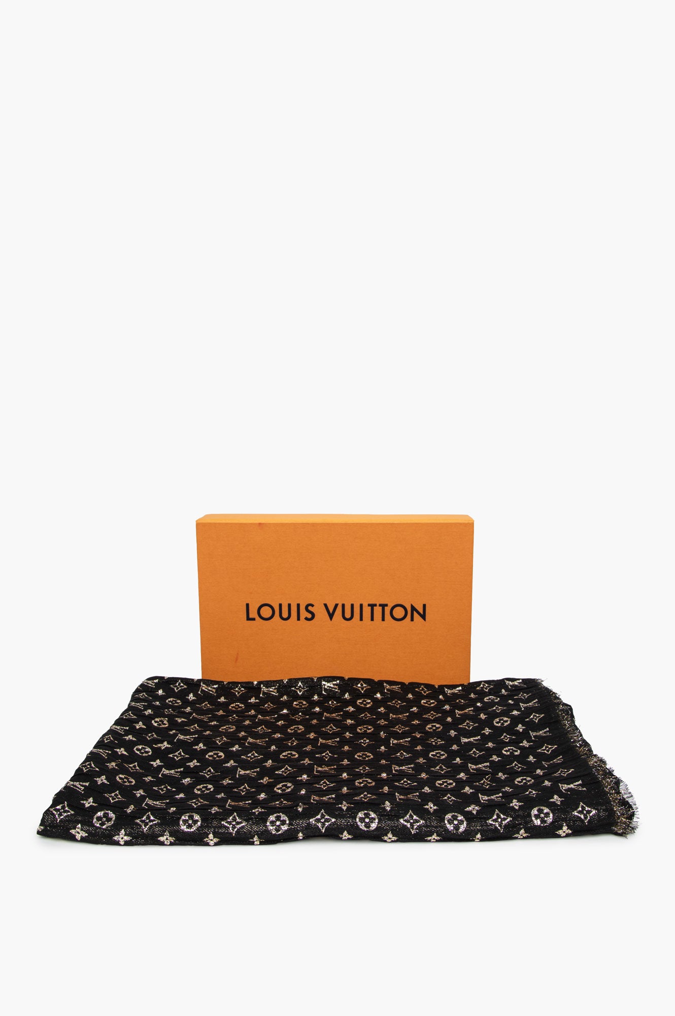 Louis Vuitton Black Monogram So Glitter Silk Shawl Scarf