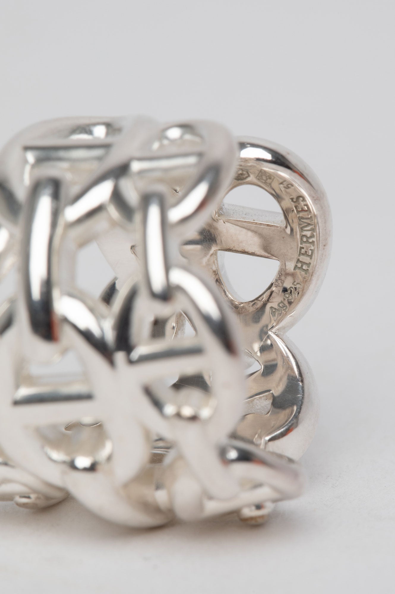 Hermes Large Model Silver Chaine d'Ancre Enchainee Ring