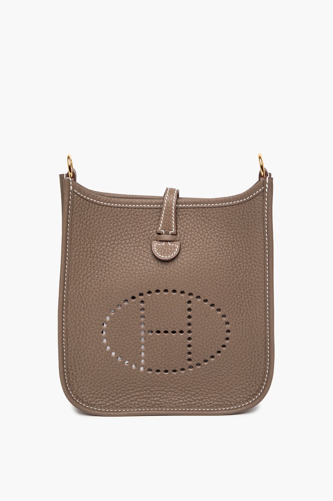 Hermes Mini Evelyne in Etaupe Clemence Leather GHW
