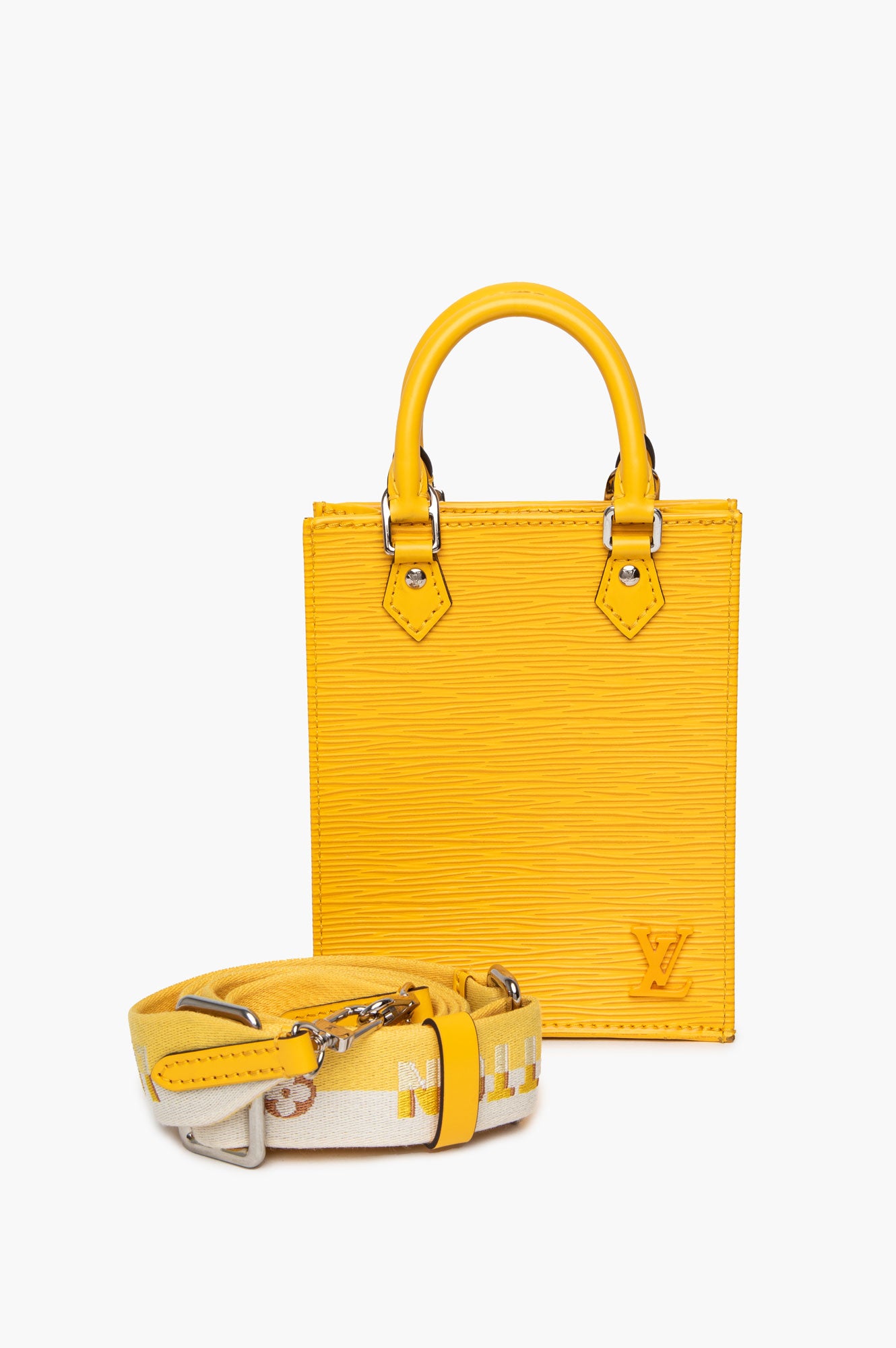 Louis Vuitton Yellow Epi Sac Plat Petit with Strap