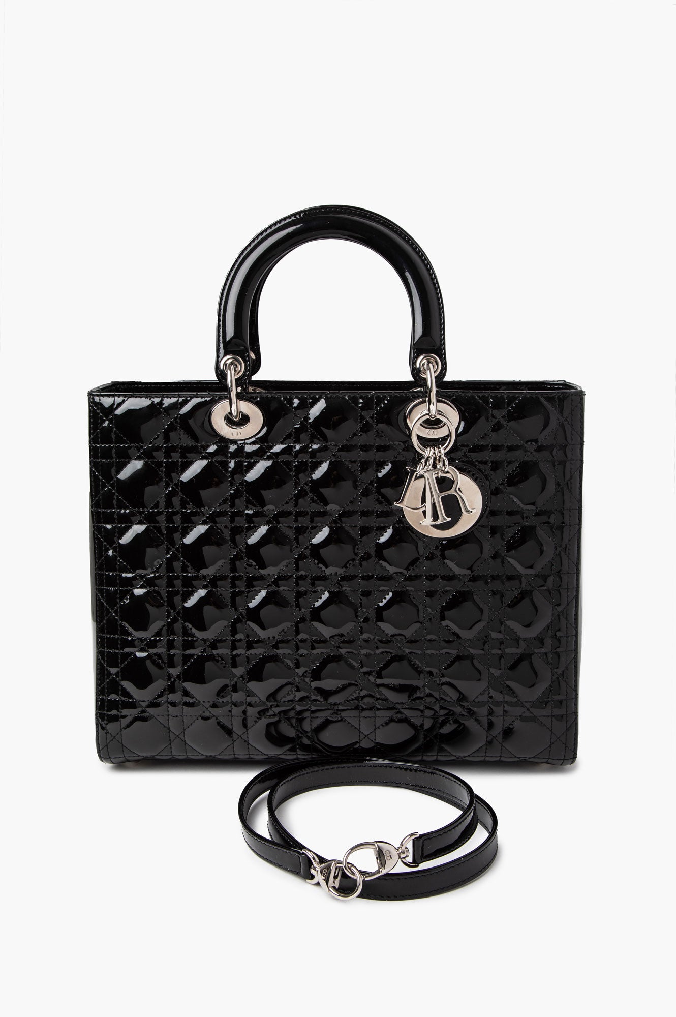 Christian Dior Large Black Patent Lady Dior