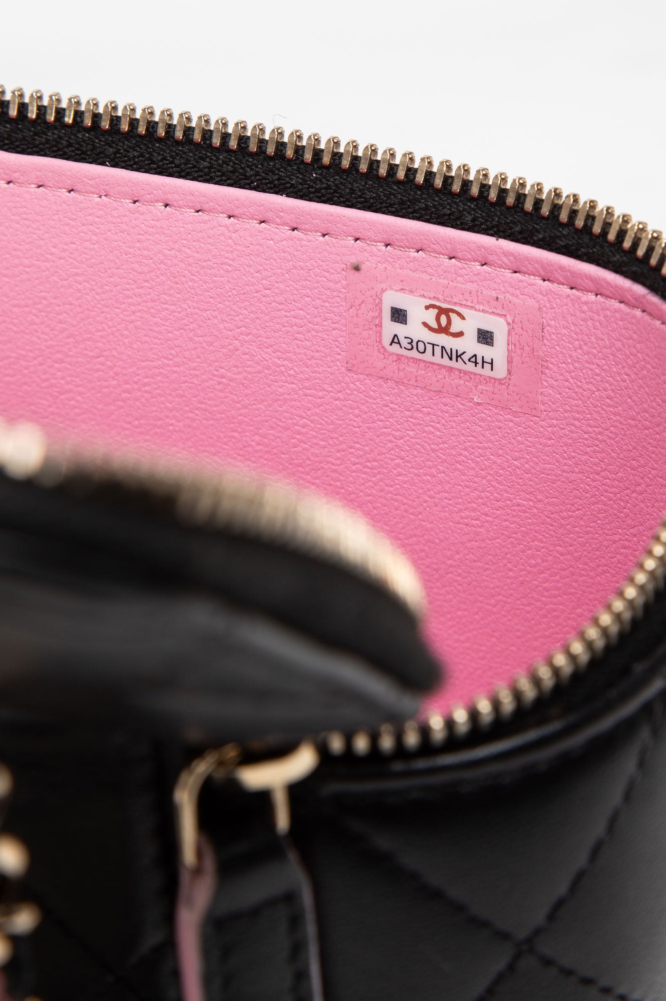 Chanel Black Lambskin Quilted Top Handle Vanity Case with Chain