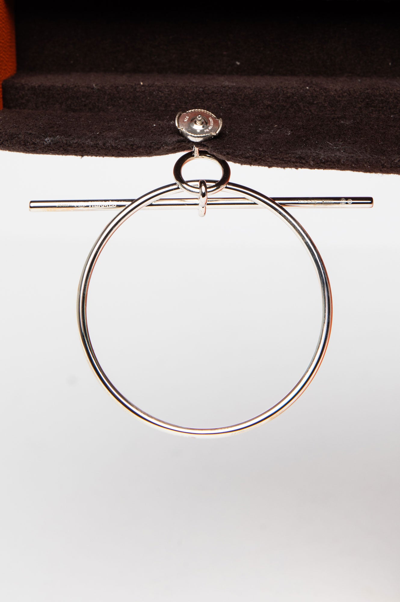 Hermes Silver Loop Earrings, Medium Model