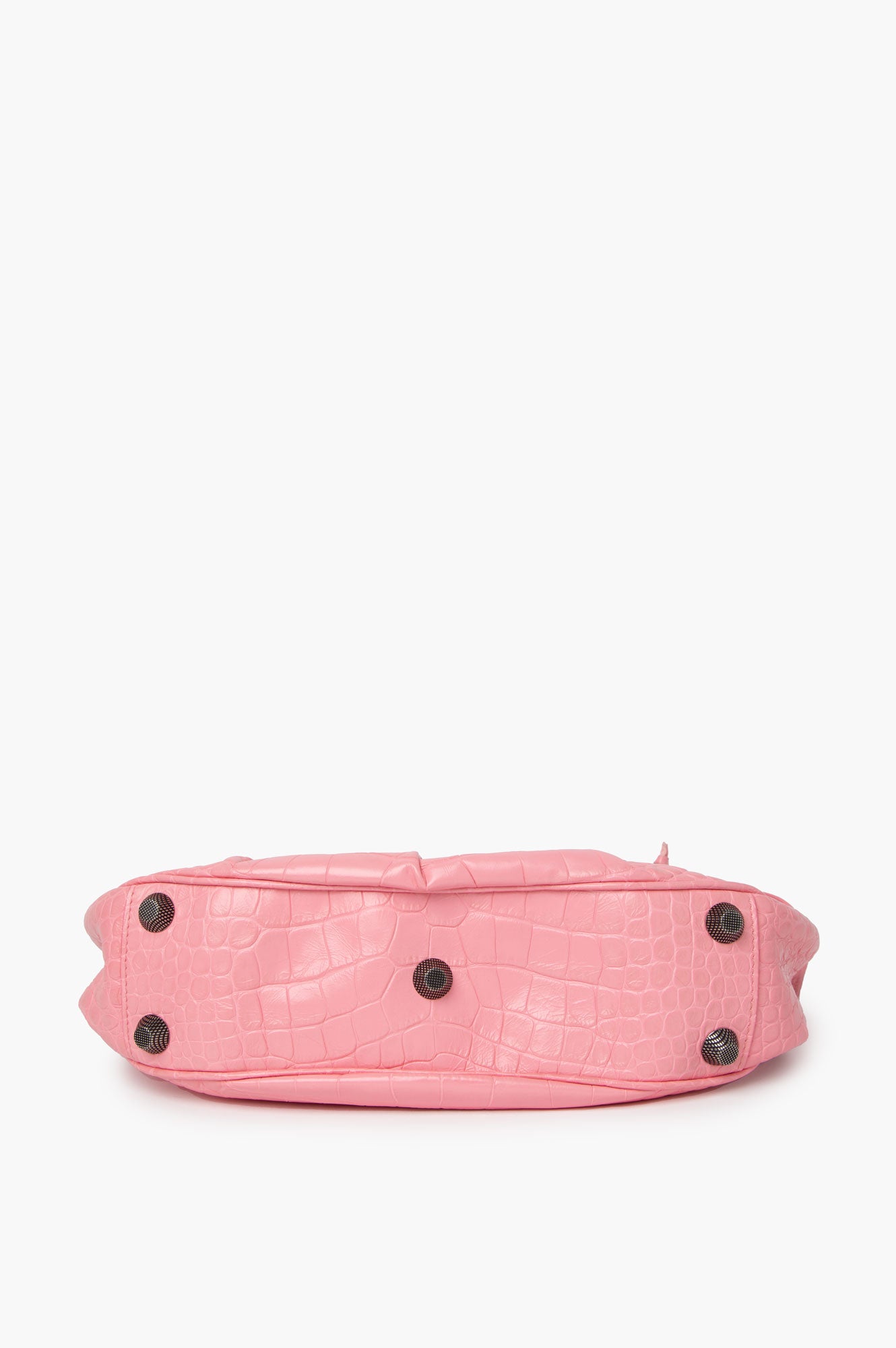 Balenciaga Le Cagole Small Pink Crocodile Embolished City Bag
