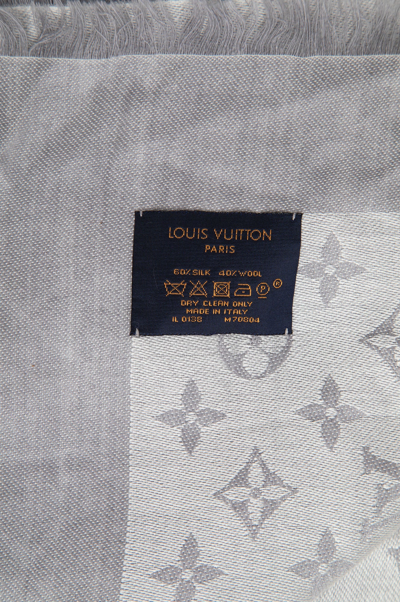 Louis Vuitton Silver Grey Silk/Wool Square Scarf 27"