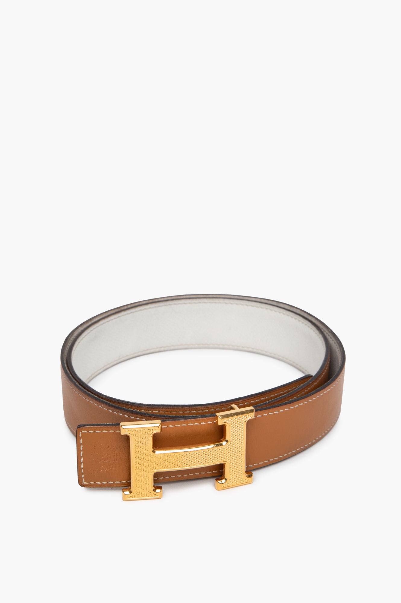 Hermes Reversible 32mm H Strié Belt Size 90