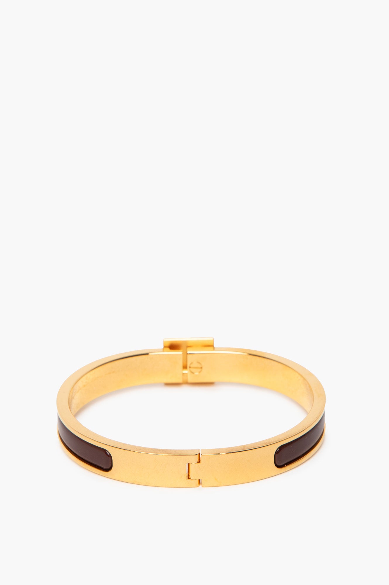 Hermès Yellow Gold Plated Cacao Mini Clic Medor Bracelet
