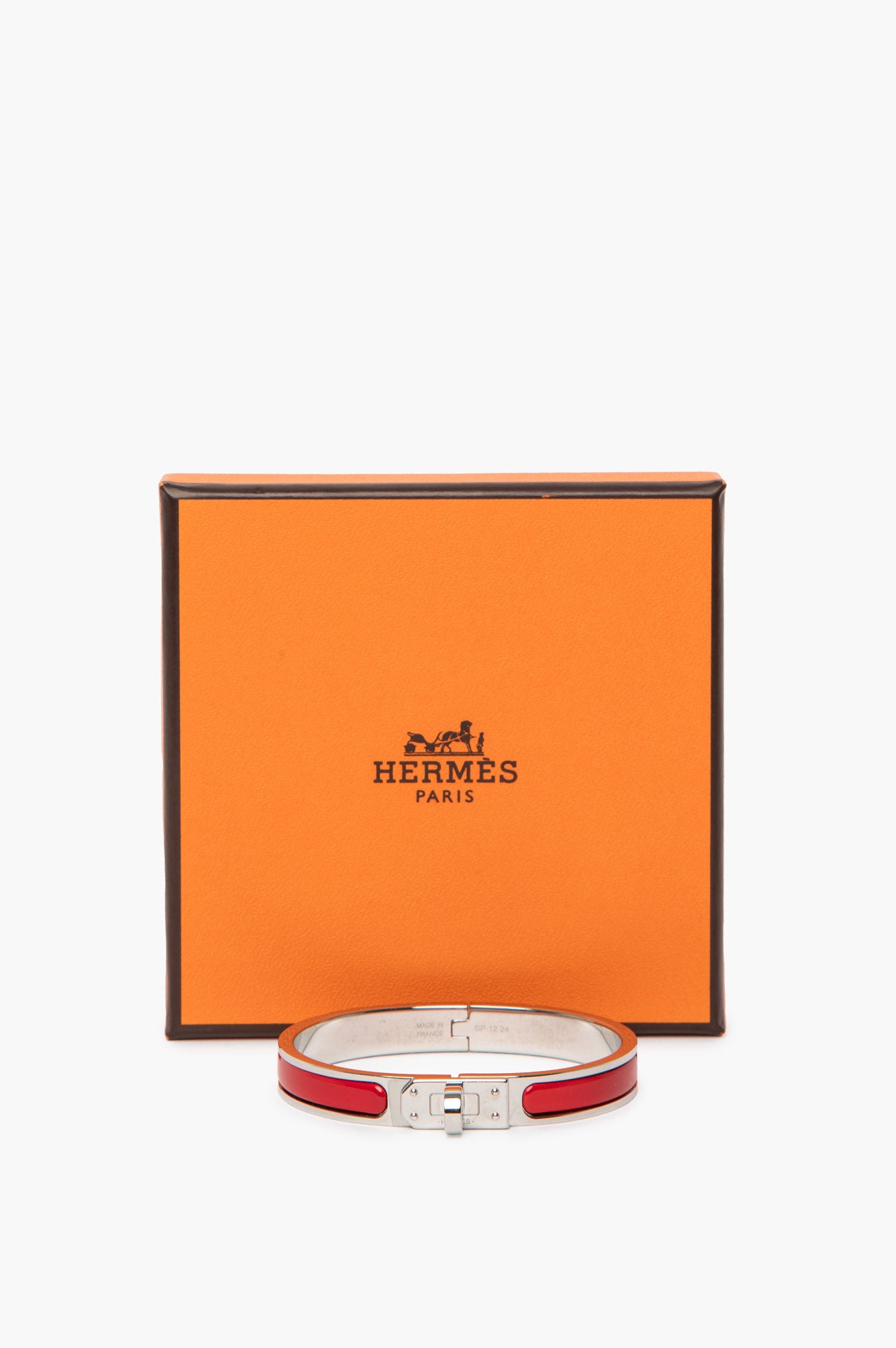 Hermès Silver/Rouge Amrarante Mini Clic Kelly Bracelet