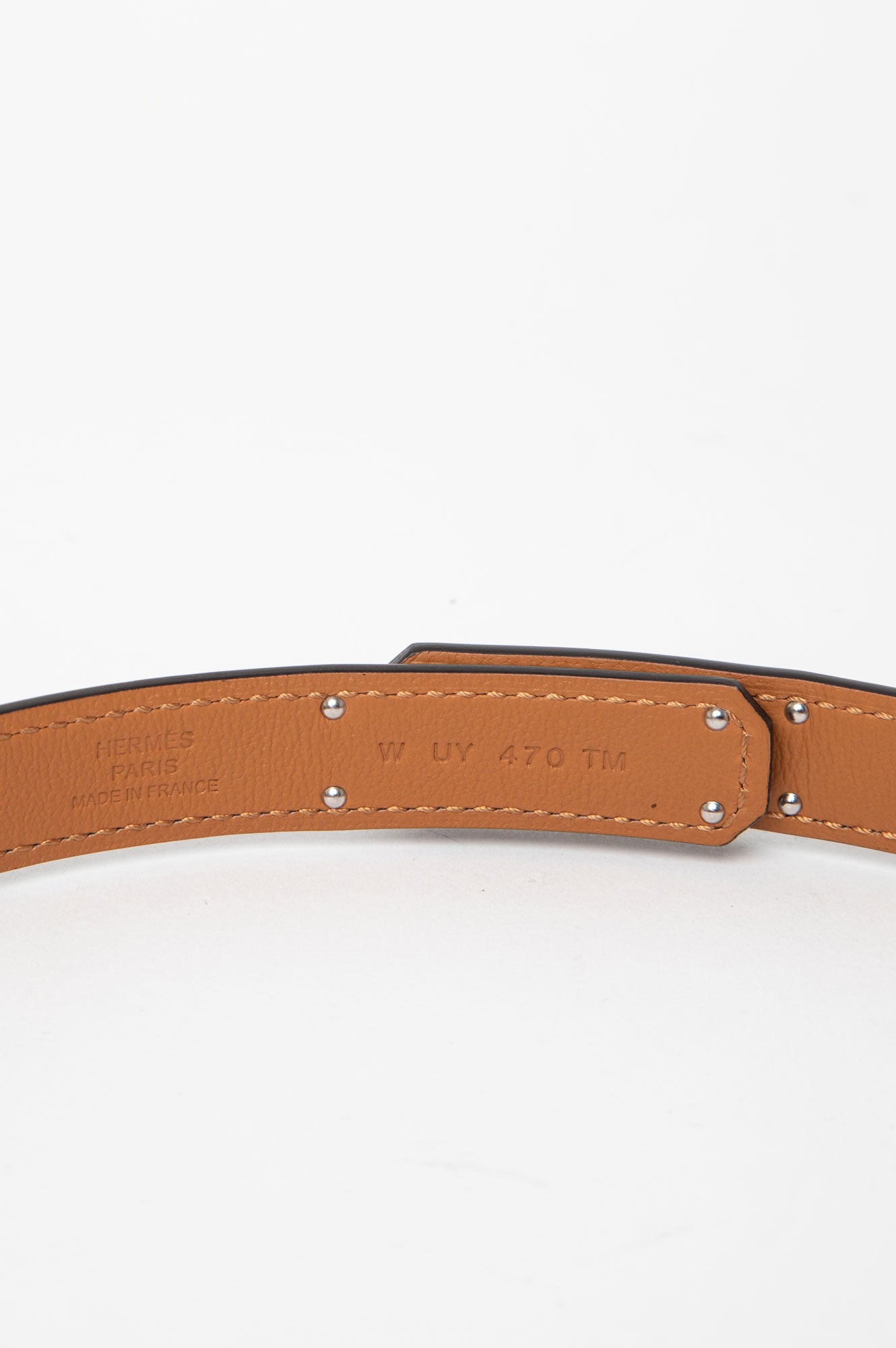 Hermès Palladium and Gold Epsom Leather Kelly 18 Belt