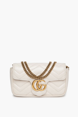 Gucci White GG Marmont Super Mini Bag