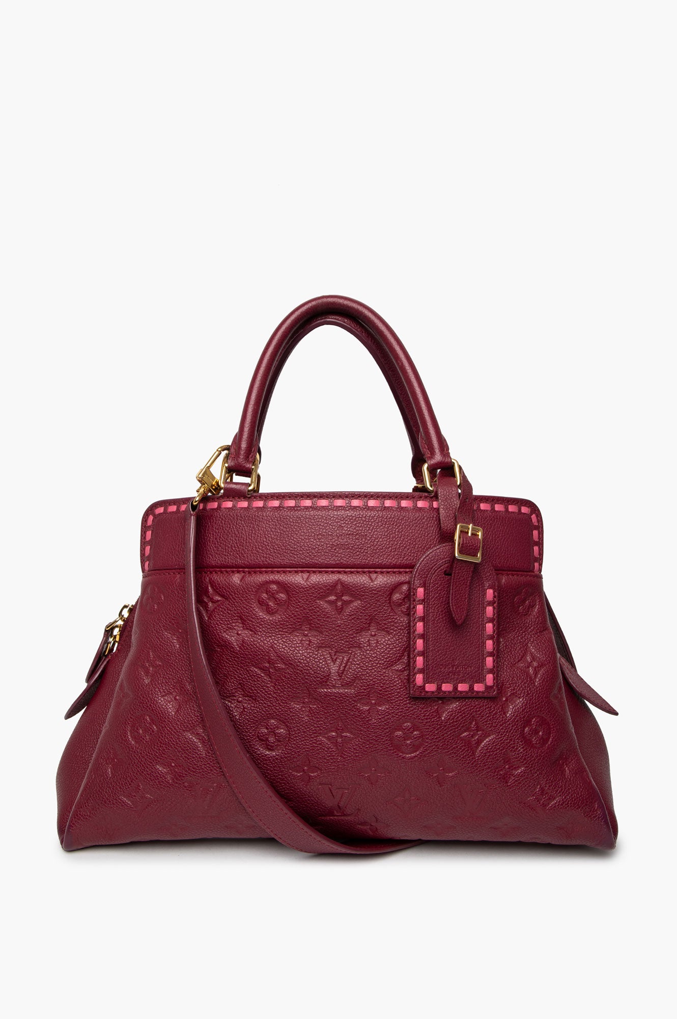 Louis Vuitton Monogram Burgundy Empreinte Vosges MM Satchel Shoulder Bag