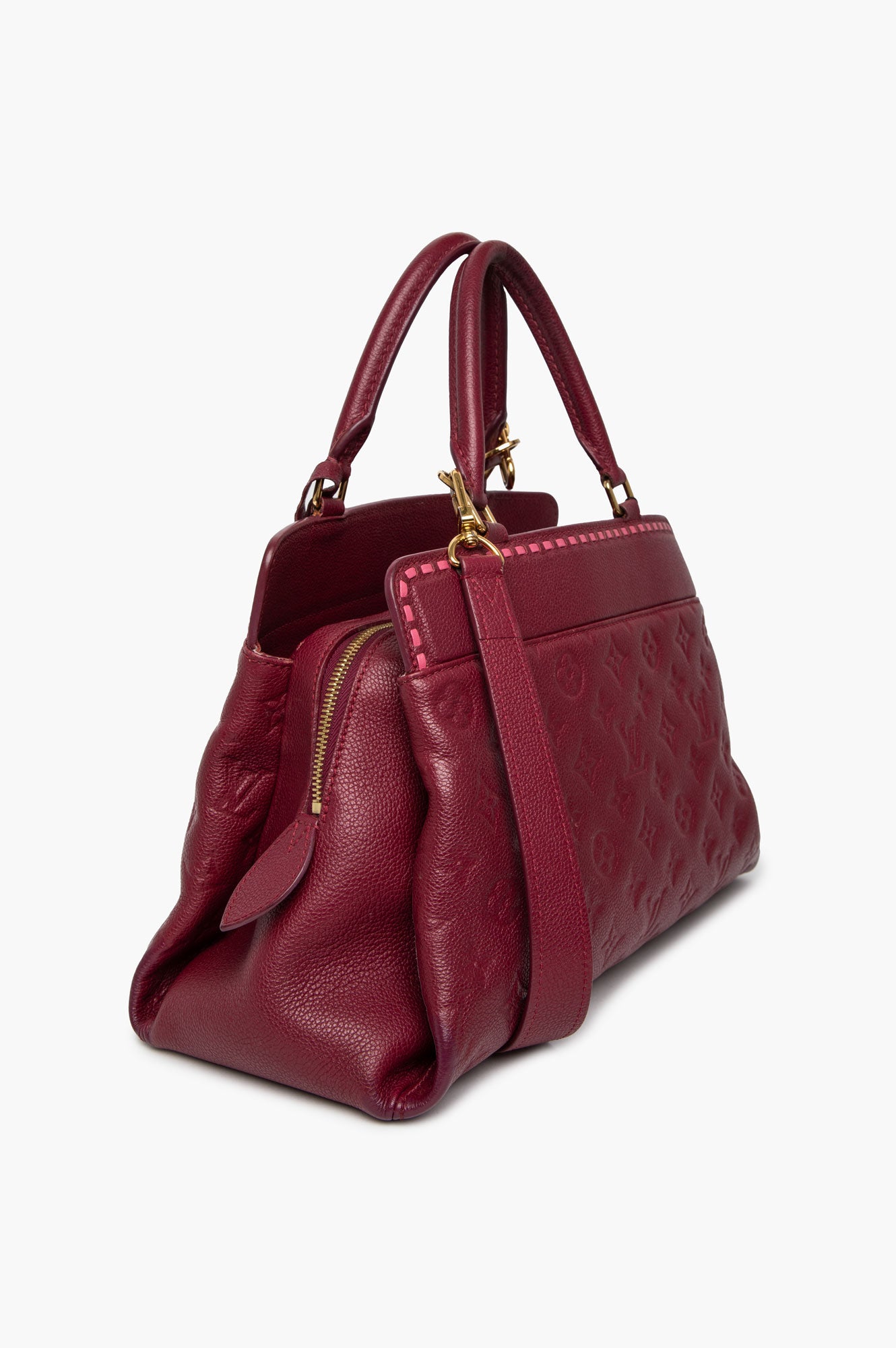 Louis Vuitton Monogram Burgundy Empreinte Vosges MM Satchel Shoulder Bag